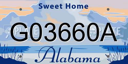 G03660A Alabama License Plate