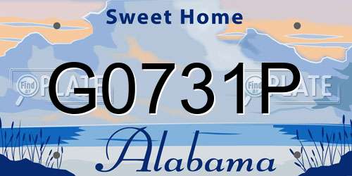 G0731P Alabama License Plate