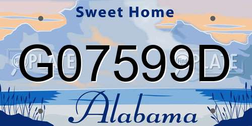 G07599D Alabama License Plate