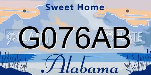 G076AB Alabama License Plate