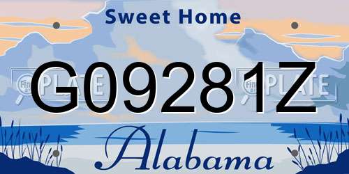 G09281Z Alabama License Plate