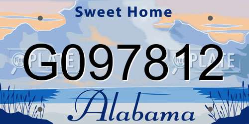 G097812 Alabama License Plate