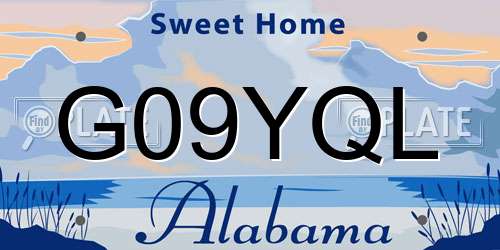 G09YQL Alabama License Plate