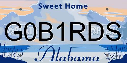 G0B1RDS Alabama License Plate