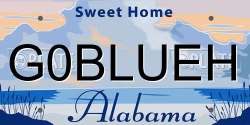 G0BLUEH Alabama License Plate