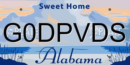 G0DPVDS Alabama License Plate