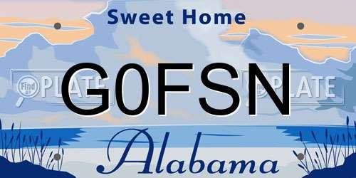 G0FSN Alabama License Plate
