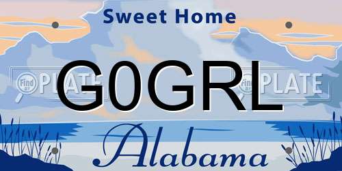 G0GRL Alabama License Plate