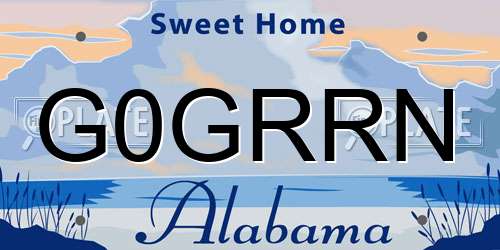 G0GRRN Alabama License Plate