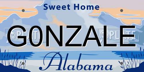 G0NZALE Alabama License Plate