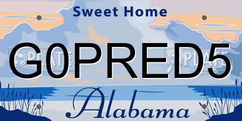 G0PRED5 Alabama License Plate