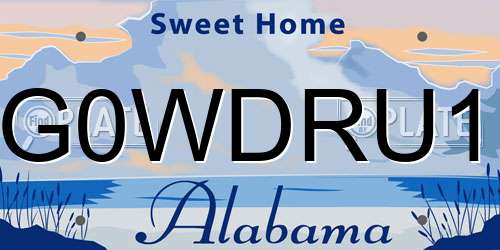 G0WDRU1 Alabama License Plate