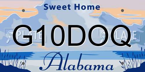 G10DOQ Alabama License Plate