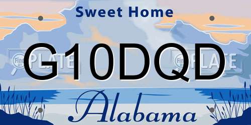 G10DQD Alabama License Plate