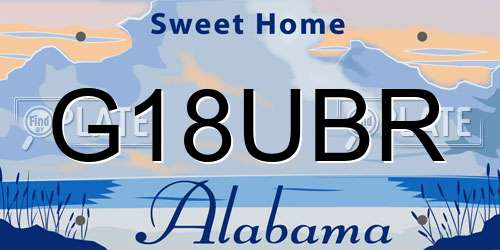 G18UBR Alabama License Plate