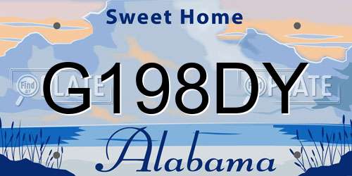 G198DY Alabama License Plate