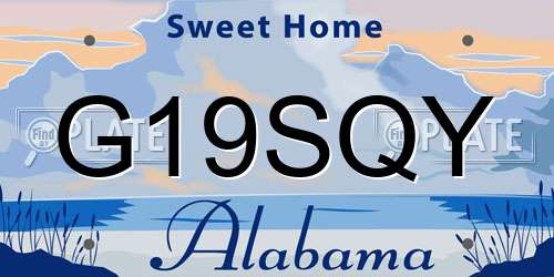 G19SQY Alabama License Plate