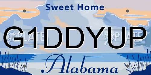 G1DDYUP Alabama License Plate