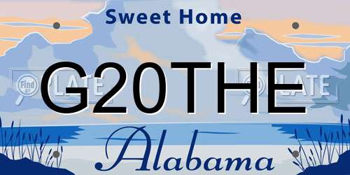 G20THE Alabama License Plate
