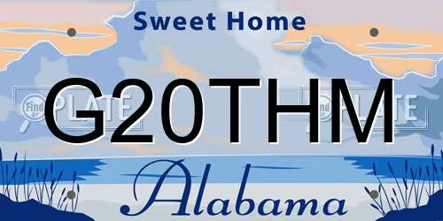 G20THM Alabama License Plate