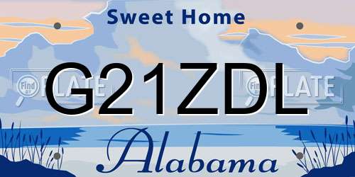 G21ZDL Alabama License Plate