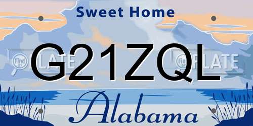 G21ZQL Alabama License Plate