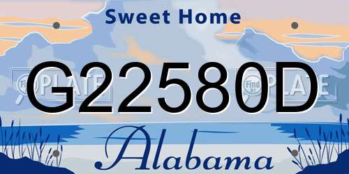 G22580D Alabama License Plate