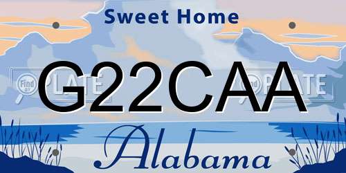 G22CAA Alabama License Plate