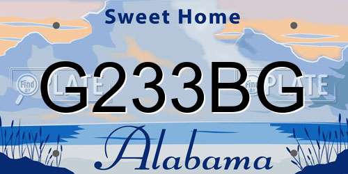 G233BG Alabama License Plate