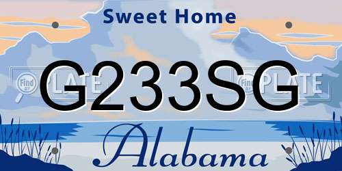 G233SG Alabama License Plate