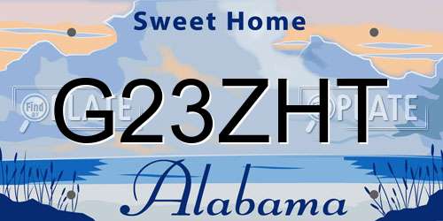 G23ZHT Alabama License Plate