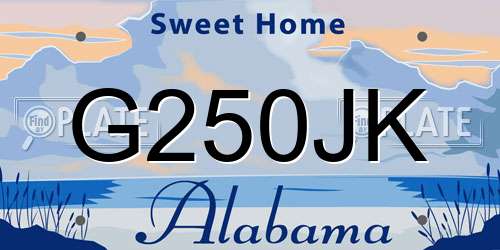 G250JK Alabama License Plate