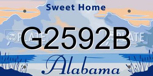 G2592B Alabama License Plate
