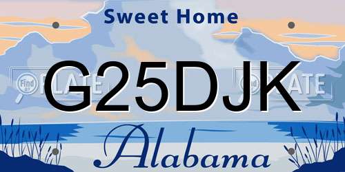 G25DJK Alabama License Plate