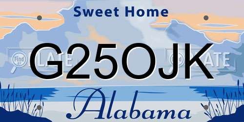 G25OJK Alabama License Plate