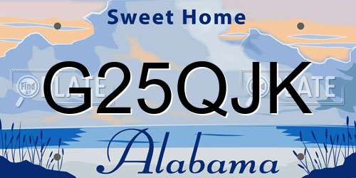 G25QJK Alabama License Plate