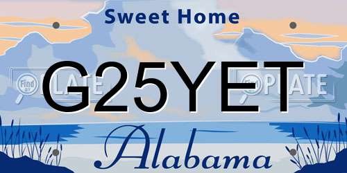 G25YET Alabama License Plate