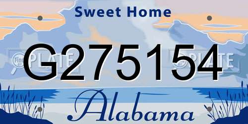 G275154 Alabama License Plate