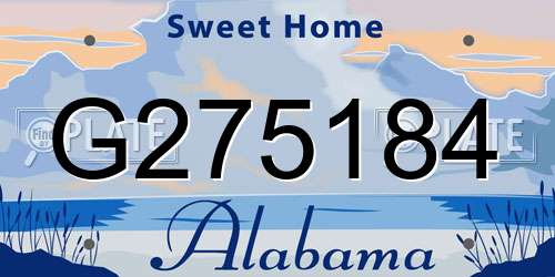 G275184 Alabama License Plate