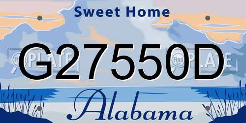 G27550D Alabama License Plate