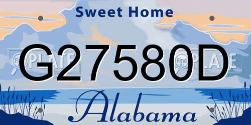 G27580D Alabama License Plate