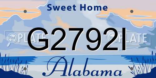 G2792I Alabama License Plate