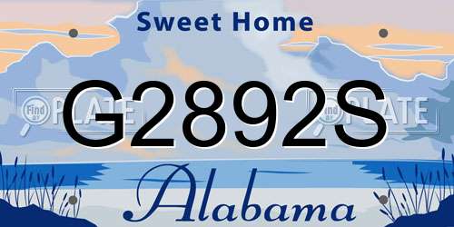 G2892S Alabama License Plate