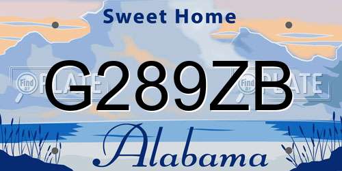 G289ZB Alabama License Plate