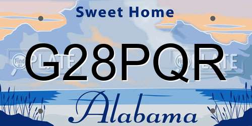 G28PQR Alabama License Plate
