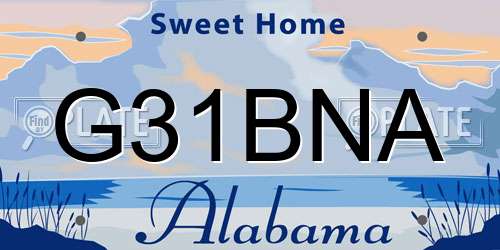 G31BNA Alabama License Plate