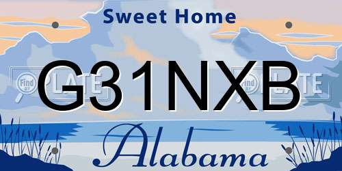 G31NXB Alabama License Plate