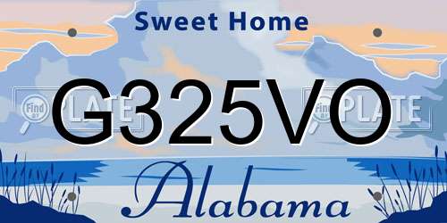G325VO Alabama License Plate