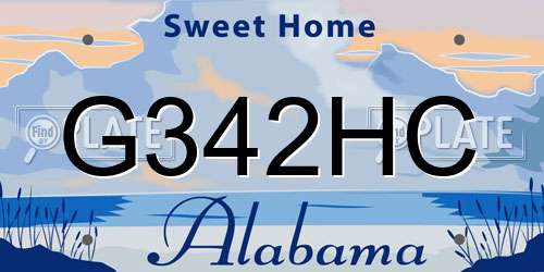 G342HC Alabama License Plate