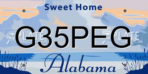 G35PEG Alabama License Plate